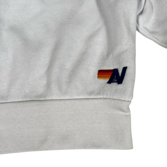 Aviator Nation White Crop Sweatshirt with Red Heart - Picture 9 of 15